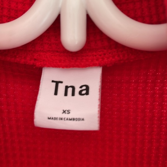 Aritzia TNA waffle knit thermal cowl-neck cotton sweater - Picture 2 of 8